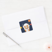 Sticker Carré Animal Astronaute Corgi Avec Casque Spatial Clipar (Enveloppe)