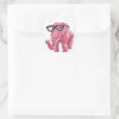 Sticker Carré Animal Dapper | Eléphant Rose Dans Les Lunettes De (Sac)