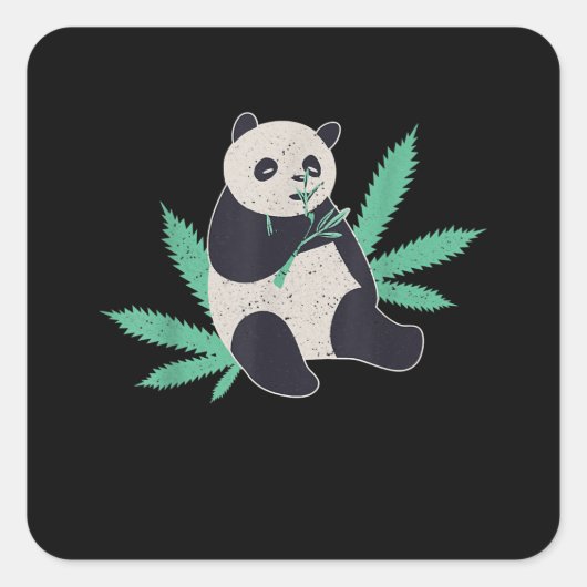 Sticker Carré Animal Panda Weed Stoner Cadeau (Devant)