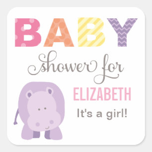 Sticker Carré Animaux colorés de la jungle Bébé Fille Rose
