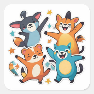 Sticker Carré Animaux cool