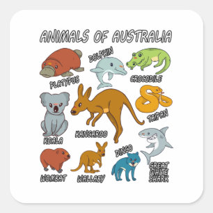 Sticker Carré Animaux D'Australie