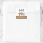 Sticker Carré Animaux de bébé mignons safari boho (Sac)