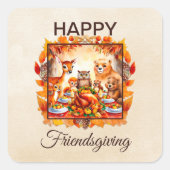 Sticker Carré Animaux de bois d'action amicale Feuilles d'automn (Devant)