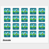 Sticker Carré Animaux de dessin animé (Feuille)