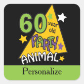 Sticker Carré Animaux de fête de 60 ans - 60e anniversaire (Devant)
