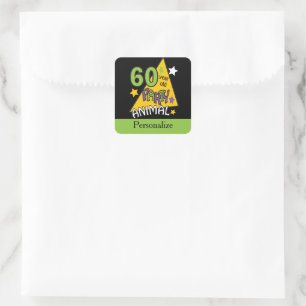 Sticker Carré Animaux de fête de 60 ans - 60e anniversaire