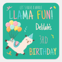 Animaux de fête Lama Anniversaire Filles Vert