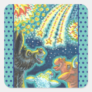Sticker Carré ANIMAUX DE LA FERME DE BARNYARD LE 4 JUILLET Drôle