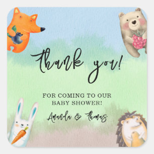 Sticker Carré Animaux de la forêt - Cadeau de baby shower