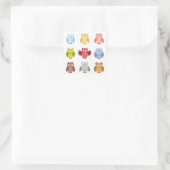 Sticker Carré Animaux des Bois Hiboux Alignés (Sac)