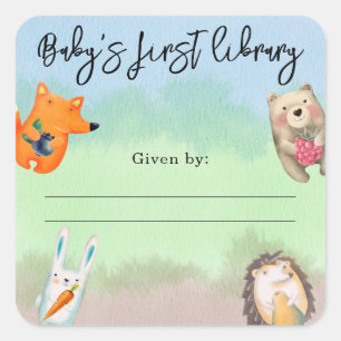 Sticker Carré Animaux des bois - première bibliothèque pour bébé