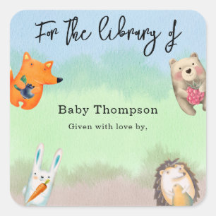 Sticker Carré Animaux forestiers - pour la bibliothèque de