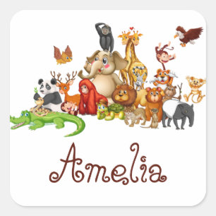 Sticker Carré Animaux personnalisés pour enfants