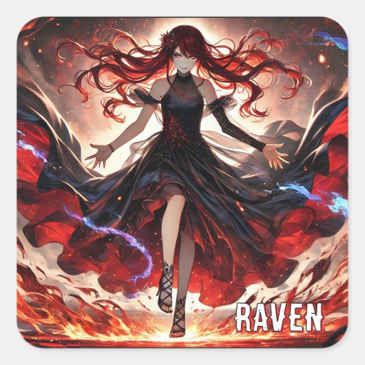 Sticker Carré Anime Command the Flames, Embrace the Storm Custom (Devant)