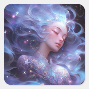 Sticker Carré Anime Girl Fabriquée En Étoiles
