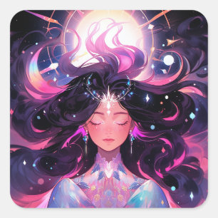 Sticker Carré Anime Girl Magical Princess