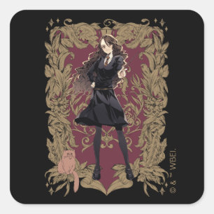 Sticker Carré Anime Hermione Granger Cadre Orné