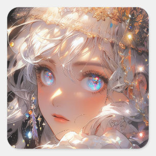 Sticker Carré Anime Magical Girl Imaginaire Art