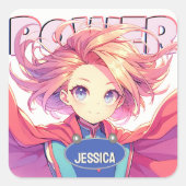 Sticker Carré Anime mignonne (Devant)