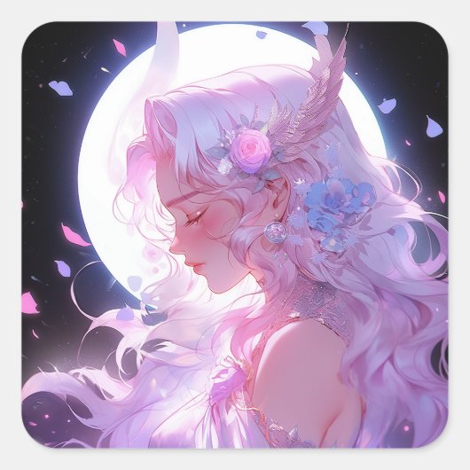 Sticker Carré Anime Moon Princess Imaginaire Art (Devant)