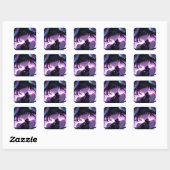 Sticker Carré Anime numérique violet fille (Feuille)
