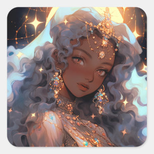 Sticker Carré Anime Princess Imaginaire Art