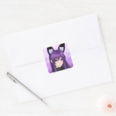 Sticker Carré Anime violette fille avec des oreilles Fox (Enveloppe)