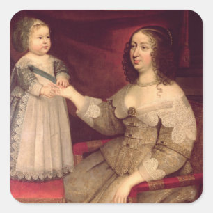 Sticker Carré Anne d'Autriche avec son fils Louis XIV