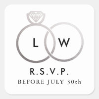 Anneaux Mariage argent moderne RSVP Réponse