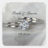 Sticker Carré Anneaux mariages sur Gris (Devant)