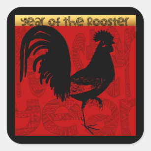 Sticker Carré Année de l'autocollant carré du coq 2017