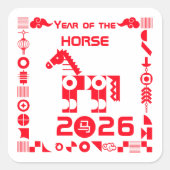 Sticker Carré Année du cheval 2026 (Devant)