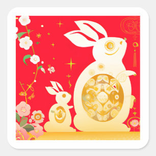 Sticker Carré Année du lapin