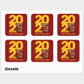 Sticker Carré Année rouge or du serpent 2025 (Feuille)