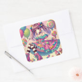 Sticker Carré Annime fille Candy (Enveloppe)