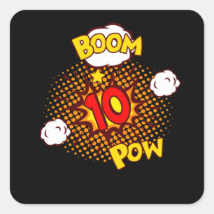 Sticker Carré ANNIVERSAIRE 10 10e anniversaire 10 ans bande dess