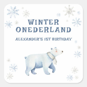 Sticker Carré Anniversaire 1 an de l'ours polaire de Onederland 