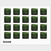 Sticker Carré Anniversaire 21 ans Glitter Agate Vert & Or (Feuille)