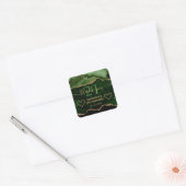 Sticker Carré Anniversaire 21 ans Glitter Agate Vert & Or (Enveloppe)