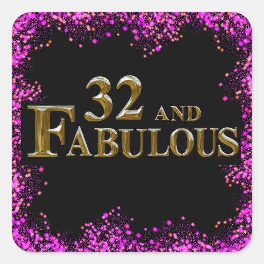 Sticker Carré Anniversaire 32 ans (Devant)