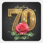 Sticker Carré Anniversaire 70 ans Luxueux et Glamour Rose Gold F (Devant)