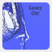 Sticker Carré Anniversaire Bold Blue Net & Volleyball (Devant)
