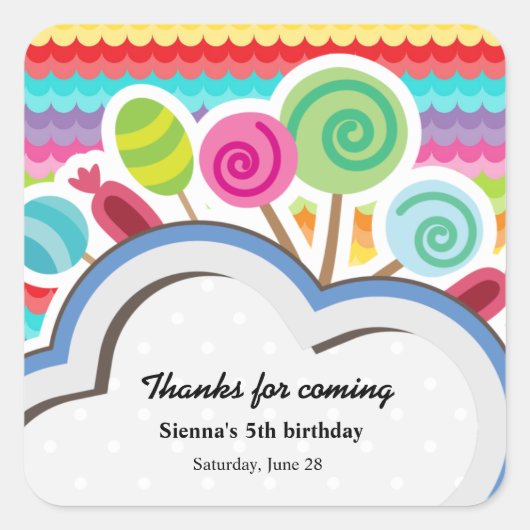 Sticker Carré Anniversaire coloré (Devant)