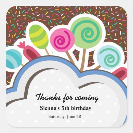 Sticker Carré Anniversaire coloré (Devant)