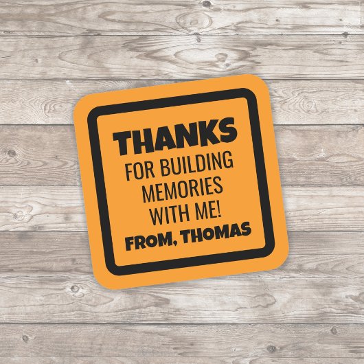 Sticker Carré Anniversaire Construction Orange