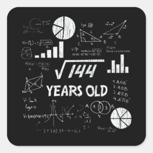 Sticker Carré anniversaire de 12 ans Geeky Math 12e anniversaire
