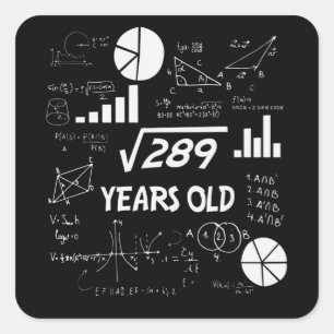 Sticker Carré anniversaire de 17 ans Geeky Math 17e anniversaire