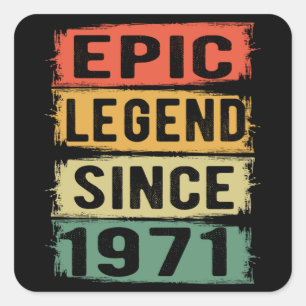 Sticker Carré anniversaire de 54 ans 1971 Légende épique 54e ann
