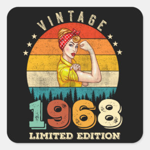 Sticker Carré anniversaire de 57 ans 1968 Vintage 57e anniversai